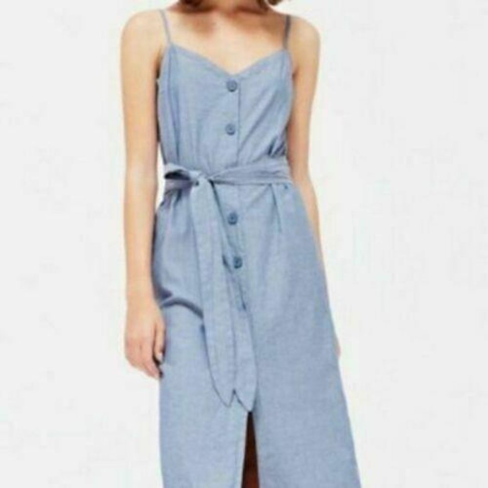 La Causa Bluebell Midi Chambray Button Dress XS